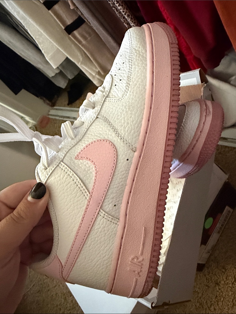 Nike Air Force 1 (GS) — White with Pink Foam Accents - Picture 5 of 10